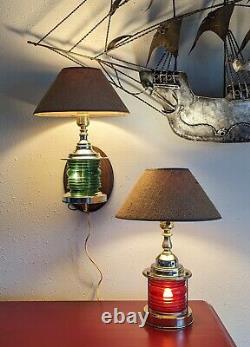 Vintage Nautical Style Ships Lantern Table Lamp and Wall Sconce with Shades