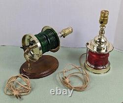 Vintage Nautical Style Ships Lantern Table Lamp and Wall Sconce with Shades