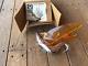 Vintage New In Box Hood Ornament Swan Lighted Amber