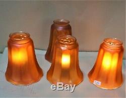 Vintage Nuart Carnival Glass Marigold Iridescent Lamp Shade Set Of 4