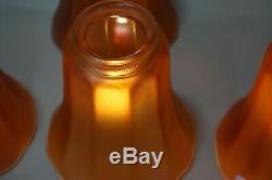 Vintage Nuart Carnival Glass Marigold Iridescent Lamp Shade Set Of 4