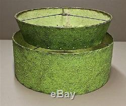 Vintage Old Parchment Double Tier Lamp Shade Modern Mid-Century Lime Green