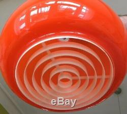 Vintage Orange Glass Globe Light Original 70's Rise And Fall ROLLY Brevettato