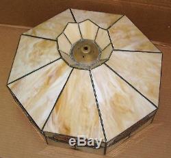 Vintage Orange Green Caramel 8 Side Stained Glass Lamp Shade