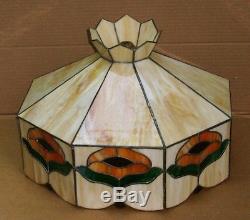 Vintage Orange Green Caramel 8 Side Stained Glass Lamp Shade