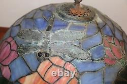 Vintage PAIR (2) Tiffany Style Dragonfly Stained Slag Glass Lamp Shade 16 & 9