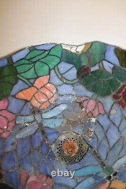 Vintage PAIR (2) Tiffany Style Dragonfly Stained Slag Glass Lamp Shade 16 & 9