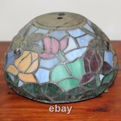Vintage PAIR (2) Tiffany Style Dragonfly Stained Slag Glass Lamp Shade 16 & 9