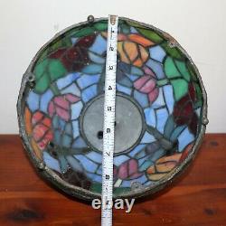 Vintage PAIR (2) Tiffany Style Dragonfly Stained Slag Glass Lamp Shade 16 & 9