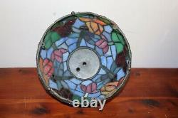 Vintage PAIR (2) Tiffany Style Dragonfly Stained Slag Glass Lamp Shade 16 & 9