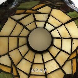 Vintage PAIR Leaded Glass Stained Mosaic Grape Cabochon Small Light Lamp Shade