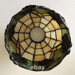 Vintage PAIR Leaded Glass Stained Mosaic Grape Cabochon Small Light Lamp Shade