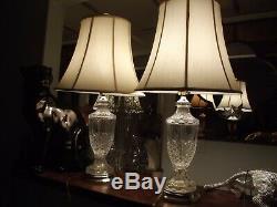 Vintage PAIR OF CRYSTAL TABLE LAMP BASE. 30 high. Shades are available