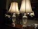 Vintage Pair Of Crystal Table Lamp Base. 30 High. Shades Are Available