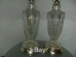 Vintage PAIR OF CRYSTAL TABLE LAMP BASE. 30 high. Shades are available