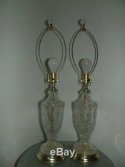 Vintage PAIR OF CRYSTAL TABLE LAMP BASE. 30 high. Shades are available