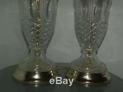 Vintage PAIR OF CRYSTAL TABLE LAMP BASE. 30 high. Shades are available