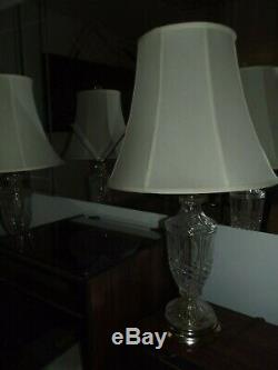 Vintage PAIR OF CRYSTAL TABLE LAMP BASE. 30 high. Shades are available