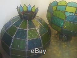 Vintage PAIR of stained glass lamp shade