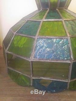 Vintage PAIR of stained glass lamp shade