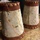 Vintage Pairhandmade Actual Adirondack Birch Bark Lamp Shade W Harps 8x4x6 Bell