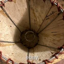 Vintage PAIRHandmade Actual Adirondack birch Bark Lamp Shade W Harps 8x4x6 Bell