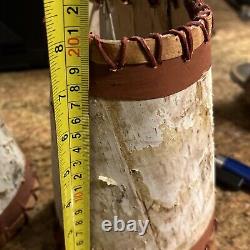 Vintage PAIRHandmade Actual Adirondack birch Bark Lamp Shade W Harps 8x4x6 Bell