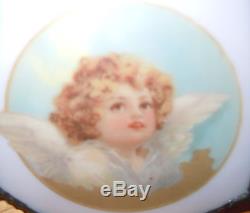 Vintage PINK FRENCH Decorative Lamp Shade Painted CUPID/ANGELS