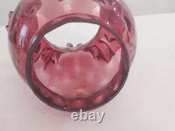 Vintage PURPLE Plum Amethyst COIN SPOT Dot Art Glass Gas Oil 9 LAMP SHADE Globe