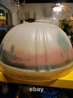 Vintage Painted Frosted Glass Aladdin Oil Lamp Shade