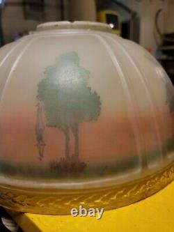 Vintage Painted Frosted Glass Aladdin Oil Lamp Shade