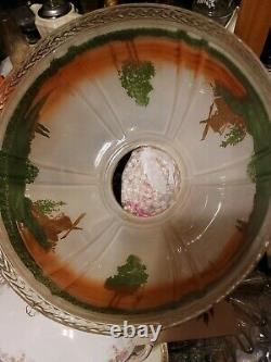 Vintage Painted Frosted Glass Aladdin Oil Lamp Shade