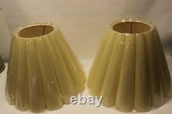 Vintage Pair 60's 70's Big Puffy Pleated Textured Bell Lamp Shade Mid Century