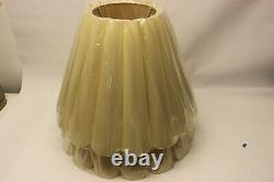 Vintage Pair 60's 70's Big Puffy Pleated Textured Bell Lamp Shade Mid Century