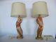 Vintage Pair Chalkware Lamps Majestic Dancers With Shades