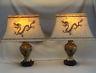 Vintage Pair Chinese Cloisonne Vase Dragon Lamps With Custom Shades Signed