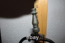 Vintage Pair Dresser Table Mantle Lamps Glass Beads Bronze Metal Shades MCM BOHO