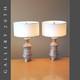 Vintage! Pair Mid Century Atomic Table Lamps! Porcelain 50's Mcm Gold Modern Art
