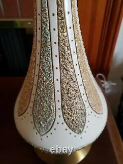 Vintage Pair Mid Century Quartite Creative Genie Bottle Table Lamp Orig. Shades