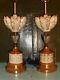 Vintage Pair Miller Era Mid Century Danish Fiberglass Shades Table Lamps