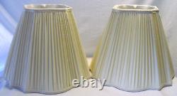 Vintage Pair Pleated Fabric Bell Lamp Shades 13 High x 18 Wide