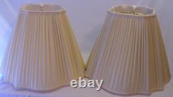 Vintage Pair Pleated Fabric Bell Lamp Shades 13 High x 18 Wide