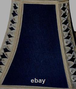 Vintage Pair Silk 8 Panel Gold & Black Lamp Shades With Finials Elegant Fancy