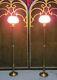 Vintage Pair Torchiere Lamps 2 Electric Floor Lights Org Glass Shades Carry Case
