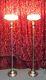 Vintage Pair Torchiere Lamps Ornate Height Adjust Floor Lights Original Shades