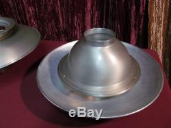 Vintage Pair Torchiere Lamps Unusual Art Deco Metal Glass Shades Floor Lights