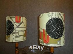 Vintage Pair of Art Deco Bakelite Lamps with Designer Fabric Shades -World Class