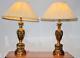 Vintage Pair Of Brass Table Lamps With Shades Free P&p Pl2549