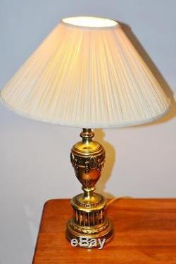 Vintage Pair of Brass Table Lamps with Shades FREE P&P PL2549