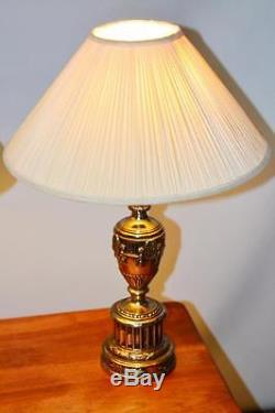 Vintage Pair of Brass Table Lamps with Shades FREE P&P PL2549